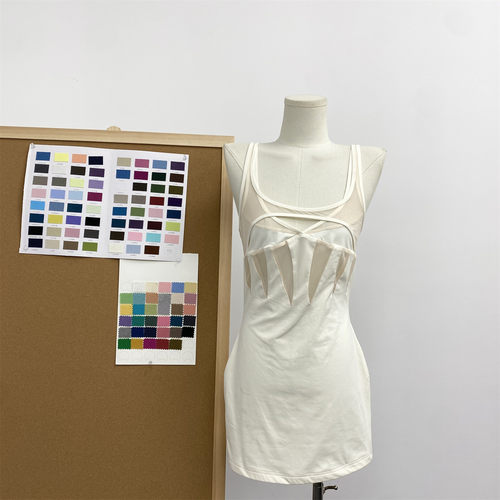 私服网纱镂空拼接塑形沙漏腰