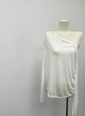 【纸片人3.0】tian丝漏肩两件套白色性感气质纯欲吊带背心