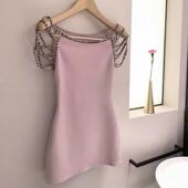 连衣裙 du家重工铆钉御姐绝美修身 尤物丁香