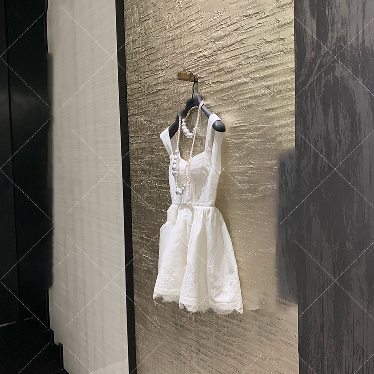 清昙花/天丝亚麻鱼骨束腰吊带裙女夏季纯欲v领a字短裙
