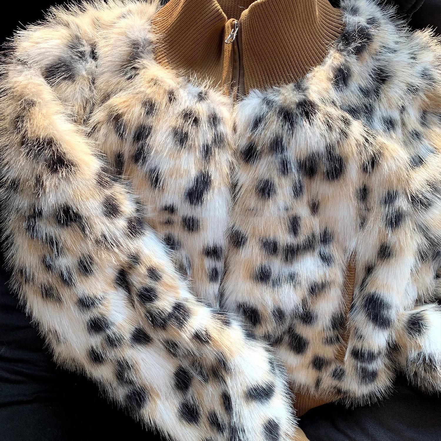 古早风豹复古豹纹拼接设计短外套