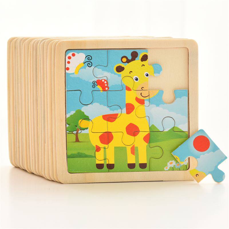 9片木质拼图 宝宝幼儿童积木制益智力拼版玩具1-2-3-4岁动物图案|ruв категории игрушка/коляска/головоломка/блоки/модель, бусы/головоломка/в паре/демонтаж/бить игрушки, головоломка/деревоплита - от Buy2taobao.com для оказания профессиональной услуги покупки агента Taobao
