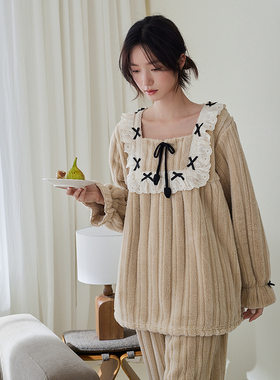 轩之婷珊瑚绒睡衣女秋冬款加厚绒保暖公主风可外穿家居服套装冬天