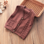 V领坎肩男童休闲毛衣背心 女宝宝针织开衫 儿童马甲纯色春秋季 童装