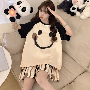 夏季 纯棉短袖 卡通加大码 睡衣女款 家居服套装 2025新款 夏天薄款 爆款