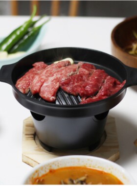 韩国代购*单人食迷你烧烤锅炉 不粘迷你烤盘 烤五花肉盘