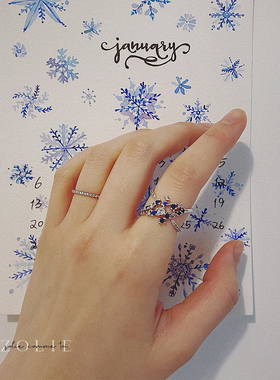 原创星河蓝色系微镶锆石交叉戒指