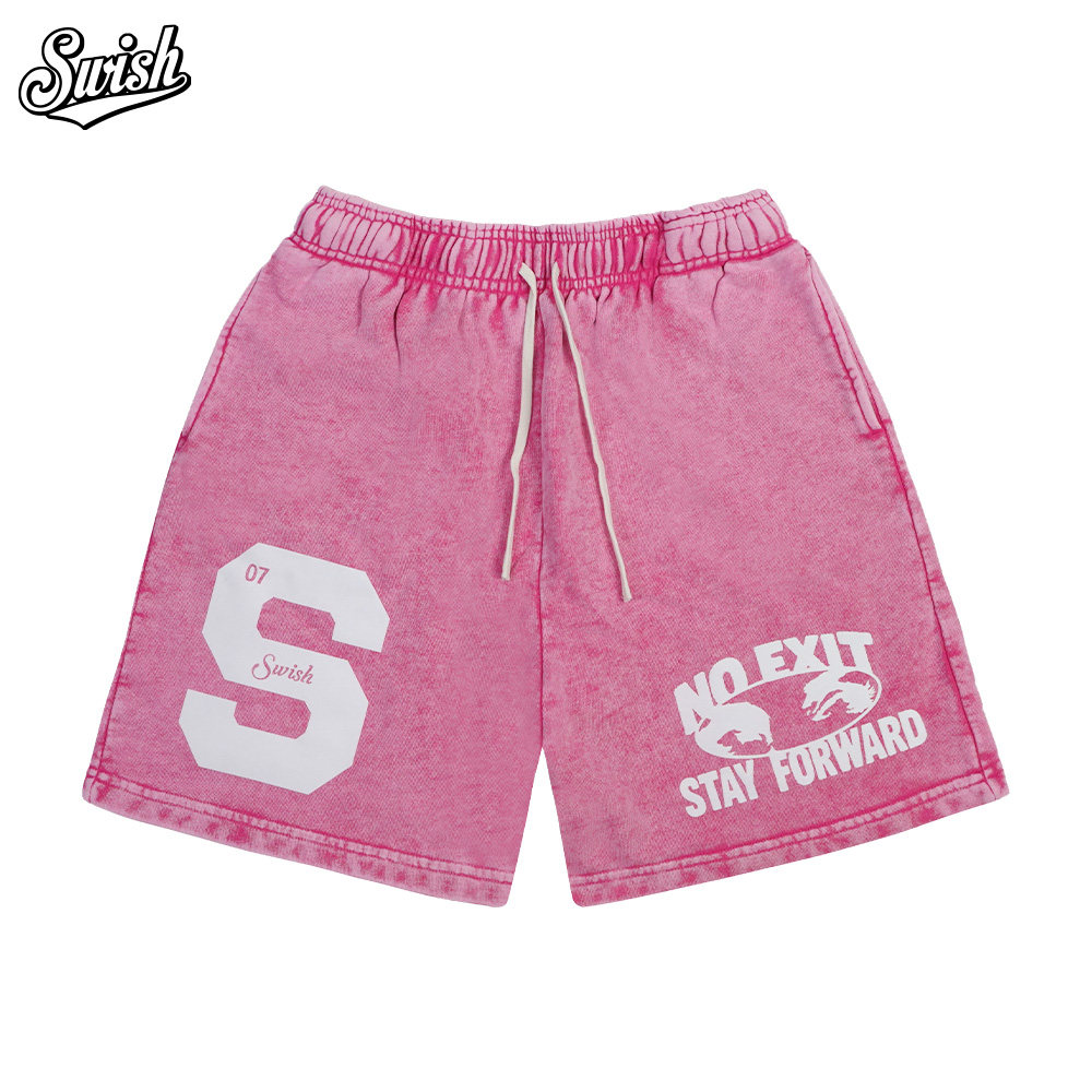 SWISH THE BALL IN逐界美式植绒短裤水洗做旧垂感百搭休闲男宽松