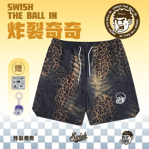 新品炸裂奇奇仿牛仔豹纹短裤
