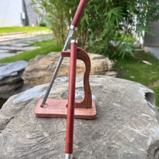 手工制作微型冷兵器小剑1：4素装大马士革夹钢血檀木木鞘未开刃