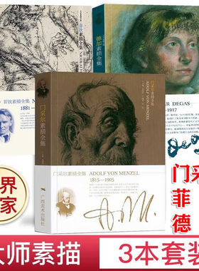 三册】门采尔素描全集 +德加素描全集+菲钦素描全集 艺术素描全集 人物头像人体造型手绘技法解剖教程 素描速写临摹教学