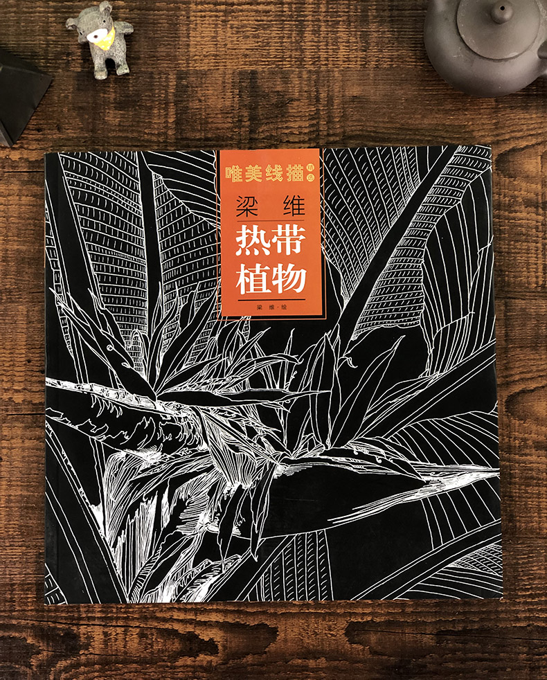 热带植物 梁维 唯美线描精选 工笔画花卉技法白描底稿勾线稿毛笔画谱国画 中国现代花卉画作绘画教程书籍 初学者临摹范本画册