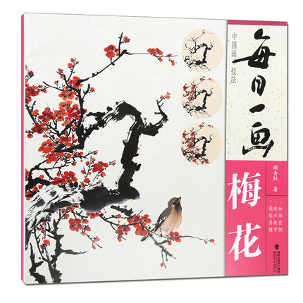 每日一画 梅花 中国画技法国画入门基础教程书写意水墨画花鸟册页 工笔画花卉技法画法大全集教材 国画初学者画花卉蔬果技巧书籍