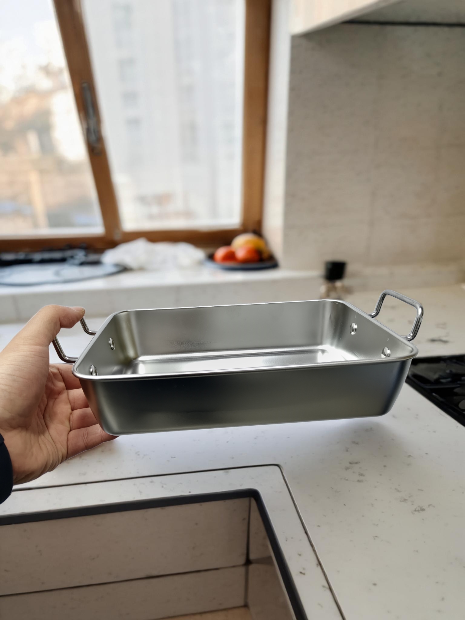 M5锈钢304电解大容量加厚托盘双耳长方形海鲜托盘