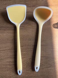 A254 尾货清仓硅胶浅黄色铲子汤勺两件套