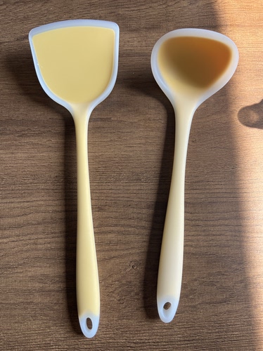 A254-尾货清仓硅胶浅黄色铲子汤勺两件套