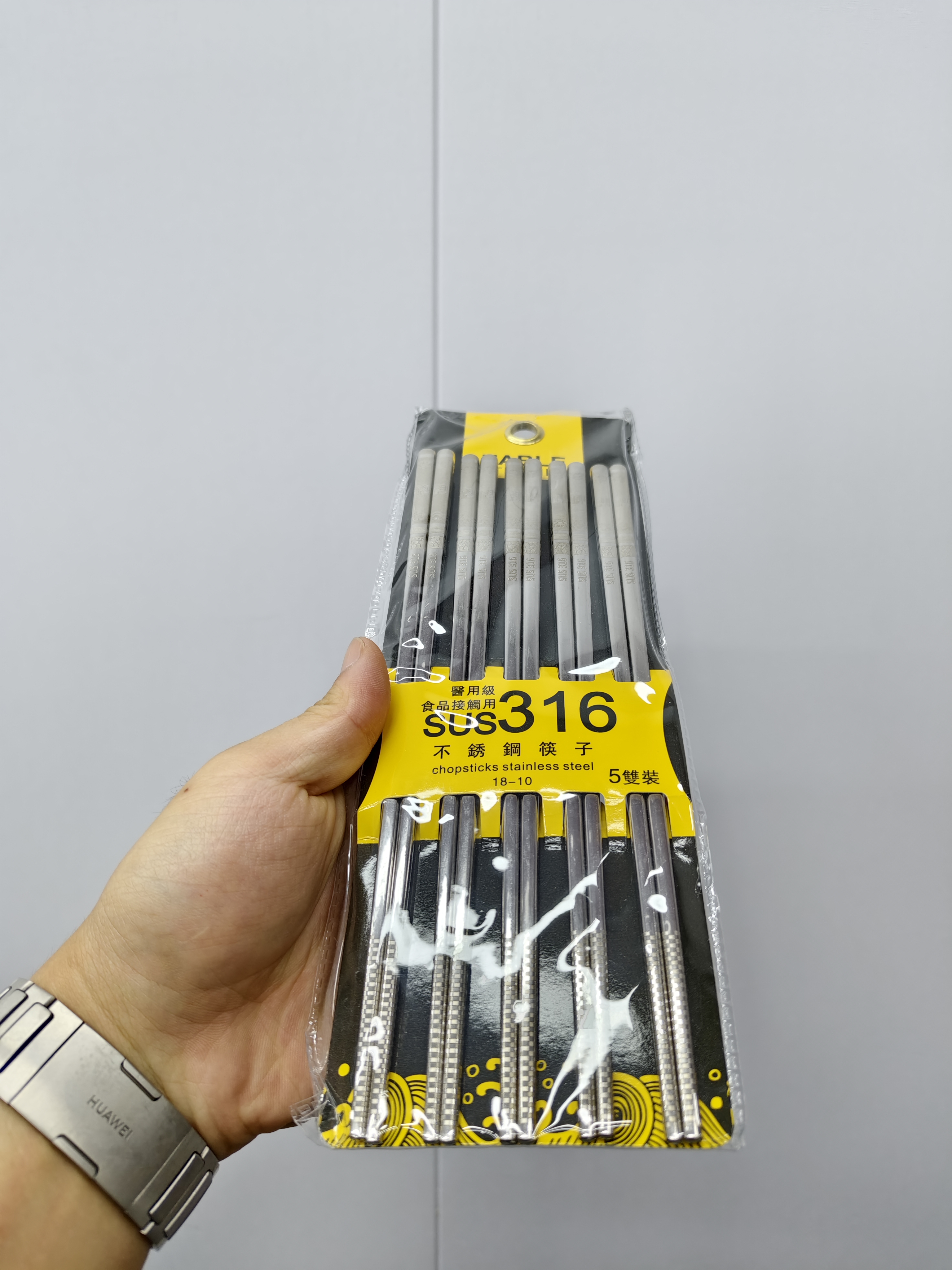 B7-黄卡尾货316不锈钢筷子家用耐高温防滑筷子餐厅隔热全方形筷子