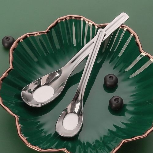 A50-不锈钢316勺子家用平底汤匙成人儿童调羹加深大号元宝勺4个