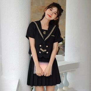 胖MM200斤特大码JK制服套装女新款初中高中学生学院风百褶短裙子