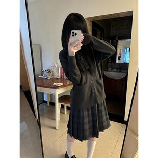 胖MM大码JK制服针织衫开衫毛衣百搭衬衫海苔长裙校供感秋冬套装女