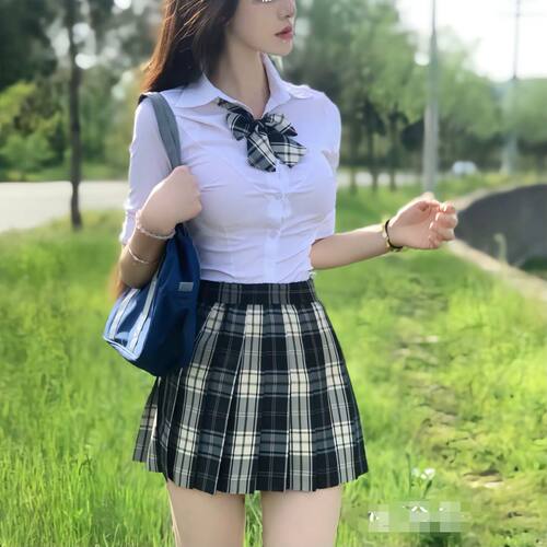 胖MM大码套装jk衬衫纯欲风收腰衬衣黑板报JK裙半身短裙制服两件套