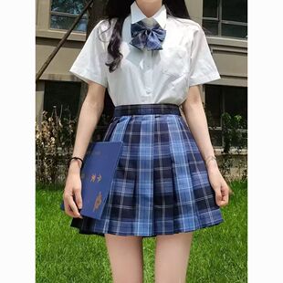 短袖 jk制服冈梨田格裙套装 衬衣三件套女 收腰衬衫 胖MM200斤特大码