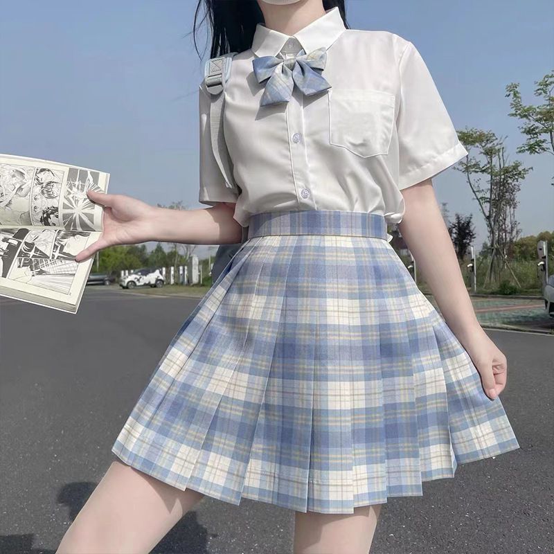 胖MM200斤特大码冰淇淋jk制服短袖学院风格裙学生高腰短裙正版