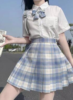 胖MM200斤特大码冰淇淋jk制服短袖学院风格裙学生高腰短裙正版