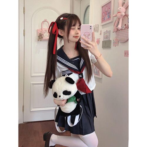 胖MM大码基础款绀领短袖衬衫上衣JK制服学院校供中间服水手服JK裙