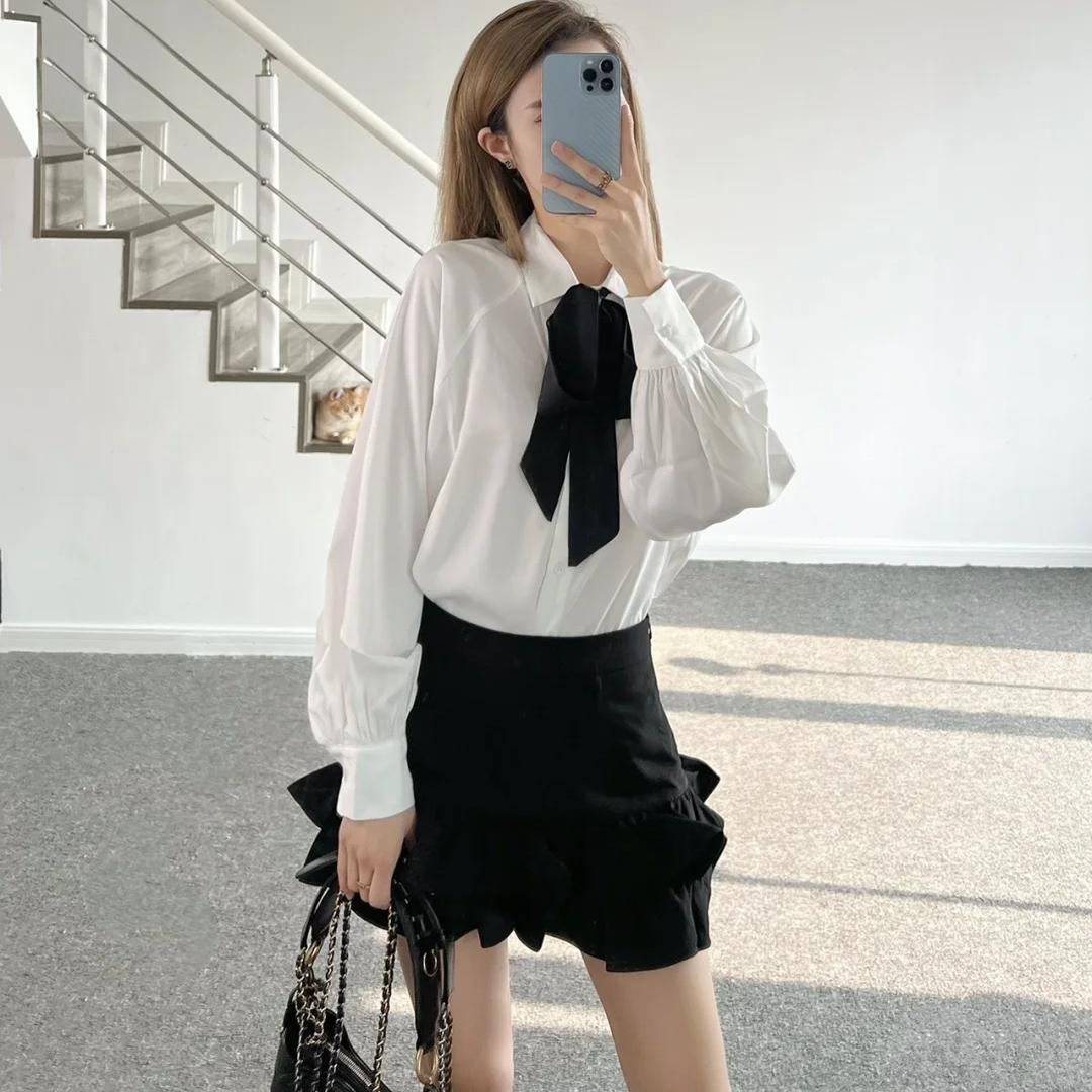 胖MM200斤特大码白色法式衬衫女通勤显瘦长袖内搭高级感气质上衣