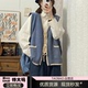 衬衫 马甲背心长袖 两件套秋 女学院风针织毛衣开衫 胖MM200斤特大码