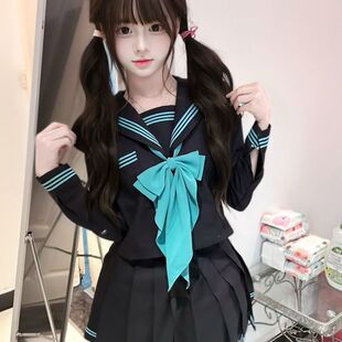 胖MM大码水手服jk制服青三本套装校供短袖长袖学院风中间服基础款