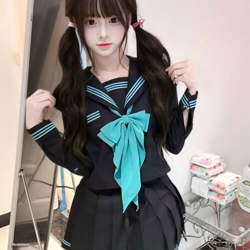 胖MM大码水手服jk制服青三本套装校供短袖长袖学院风中间服基础款