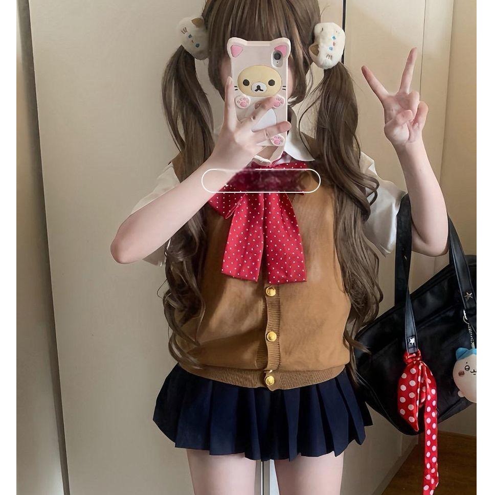 胖MM大码日系JK制服套装学生纪州马甲校服背心衬衣百褶裙一整套女