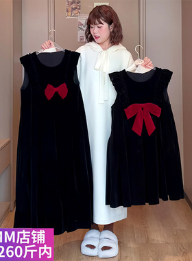 胖mm大码连衣裙女秋冬新款长短款时尚减龄蝴蝶结设计感小个子裙子