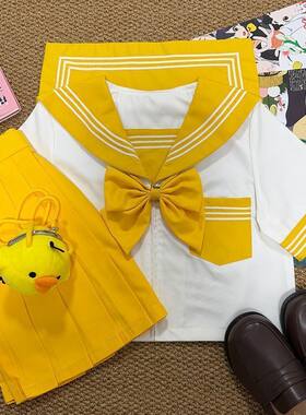 胖MM大码三本基础款水手服jk套装马卡龙多巴胺水手服夏天小清新女