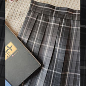 胖MM大码 百褶裙烟灰JK格裙制服学生百搭半身裙女可爱日系微胖短裙