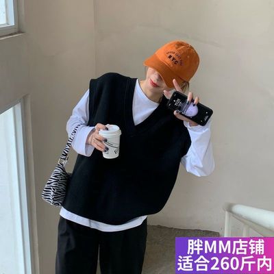 胖MM大码毛衣针织马甲背心女上衣