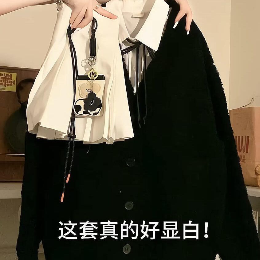 胖MM大码秋冬温柔系穿搭一整套韩版学院风开衫衬衫百褶裙四件套女