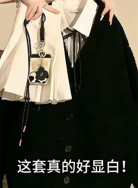 胖MM大码秋冬温柔系穿搭一整套韩版学院风开衫衬衫百褶裙四件套女