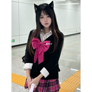 毛衣JK制服宽松上衣小玫格裙短裙套装 长袖 针织衫 胖MM200斤特大码