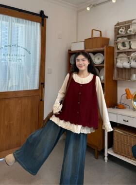 胖MM大码韩系2026秋季新款小个子针织休闲宽松叠穿慵懒风百搭马夹