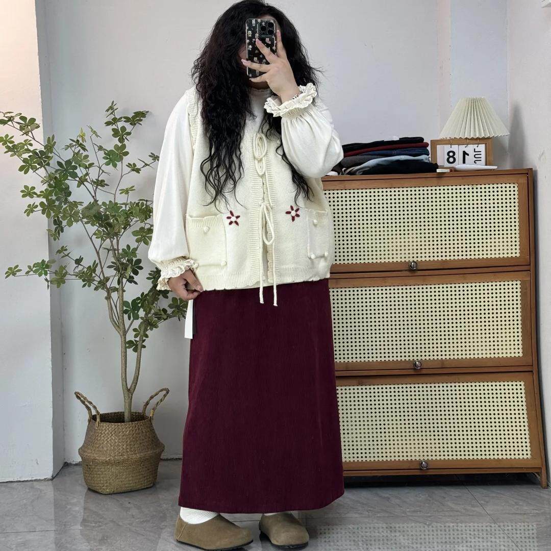 胖MM大码杏色开衫针织马夹女秋冬毛衣马甲背心外搭小香风短款上衣图片