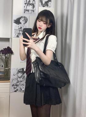 胖MM200斤特大码jk制服白色衬衫女纯欲辣妹风性感气质夏季上衣服