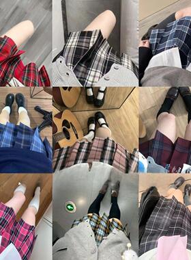 胖MM大码学院风jk格子半身裙新款高腰显瘦百褶裙防走光A字短裙女