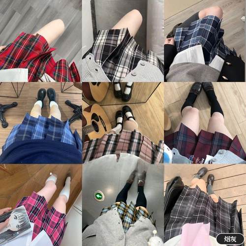 胖MM大码学院风jk格子半身裙新款高腰显瘦百褶裙防走光A字短裙女