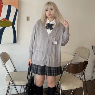 胖MM大码原创jk套装制服日系毛衣针织开衫学院风裙子校供外套长袖