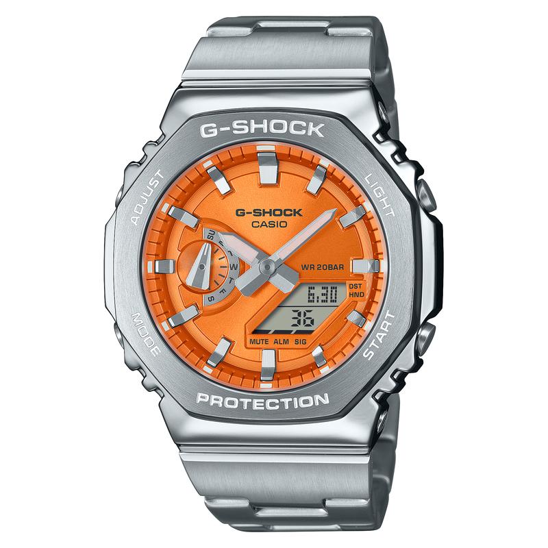 卡西欧GSHOCK金属系列橙色潮流防水男款石英腕表