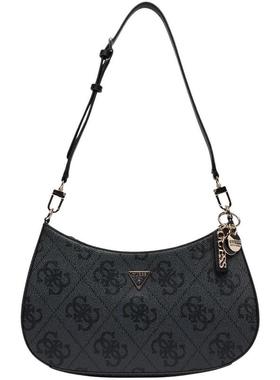 代购GUESS女士肩包顶部拉链可调节肩带内部隔层闭合黑色