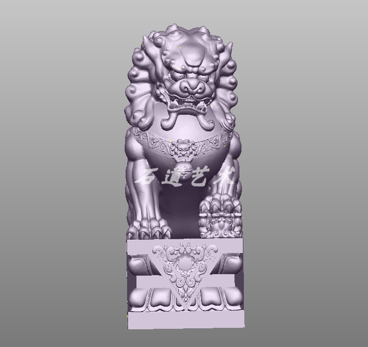 天安门狮子圆雕图三维立体扫描stl狮兽须弥底座精雕图3d雕刻图